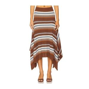 Monse Jacquard Cascade Midi Skirt Small Asymmetrical Stripe Knit Festival Boho
